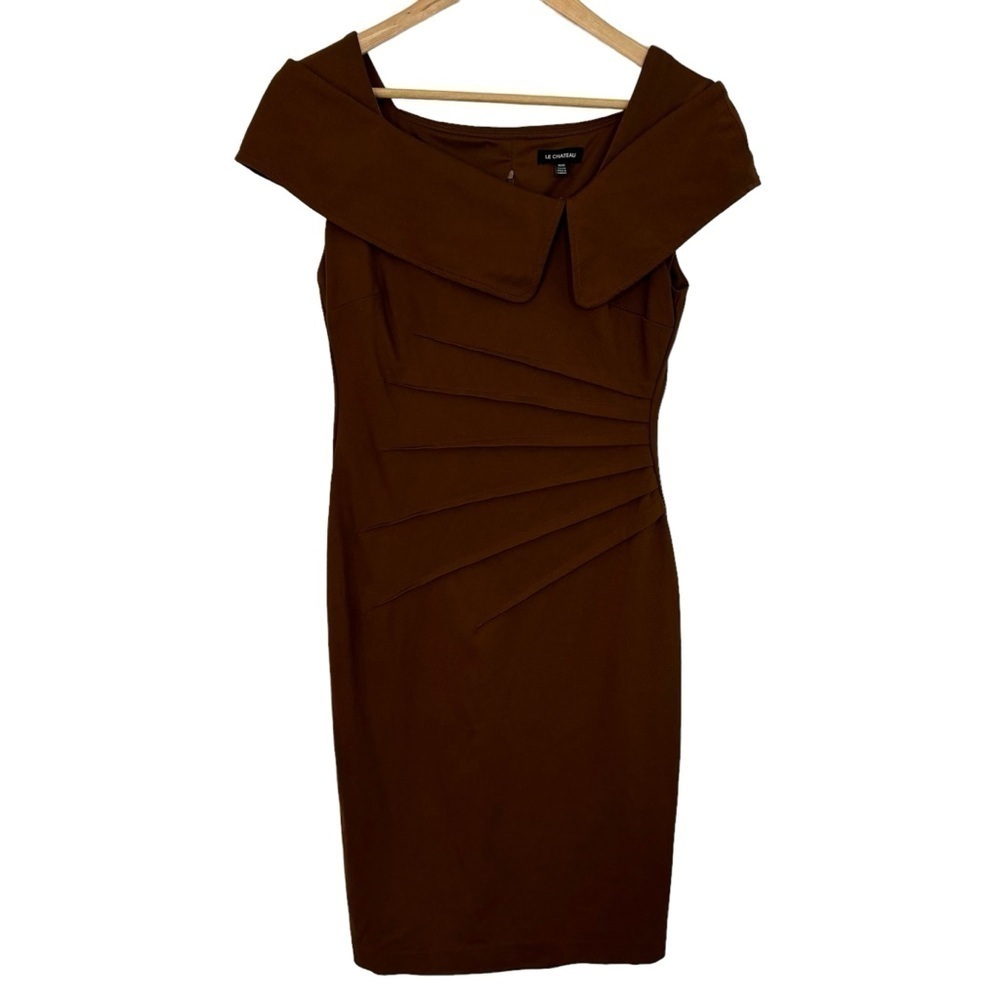 Le Chateau Fitted Dress Womens M Brown Cocktail Party Professional Career EUC